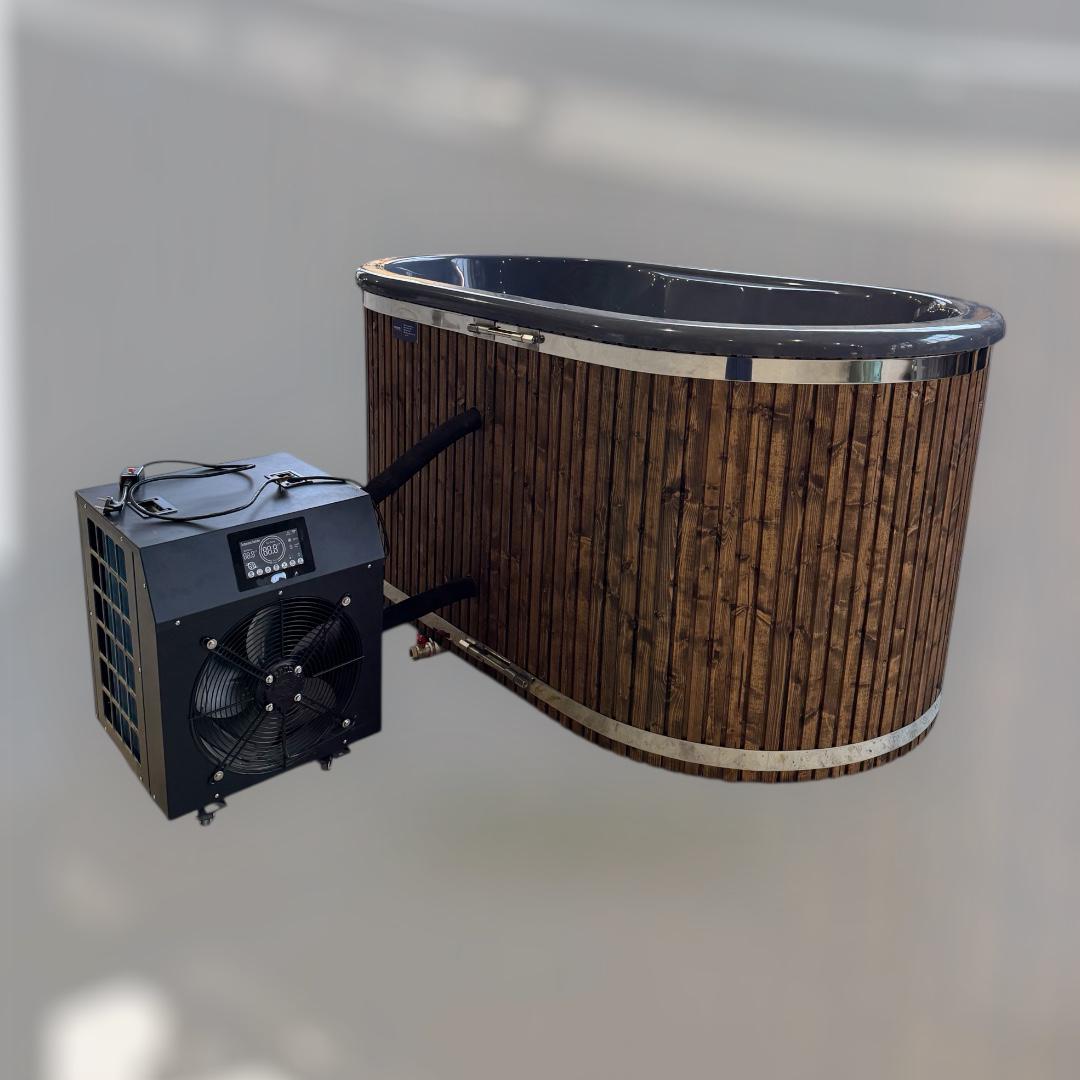 Bain froid en bois thermotraite avec refroidisseur IoT TempController 2