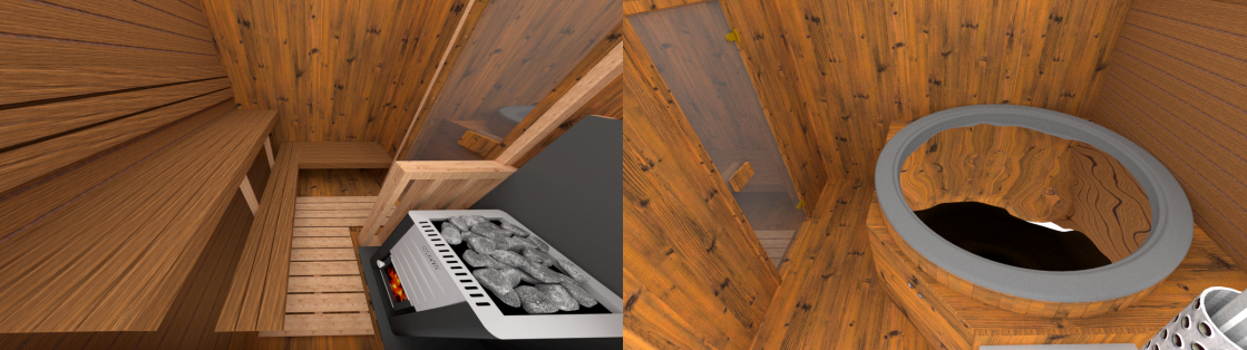 nterieur du sauna et du bain bois thermo fonce