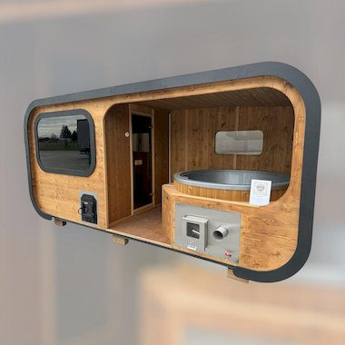 Combo bains nordiques et saunas montés sur remorque, prêts à transporter
